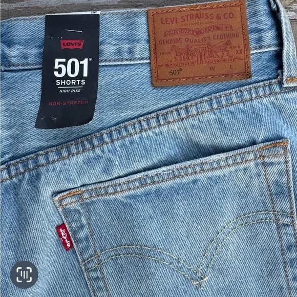 🩳 Levi's Blue Distressed Jean Shorts Cut-Off Style 501 High Rise Womens Size 32