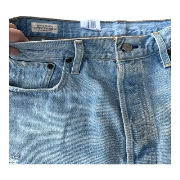 🩳 Levi's Blue Distressed Jean Shorts Cut-Off Style 501 High Rise Womens Size 32