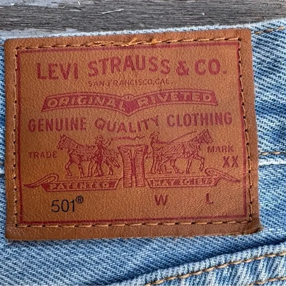 🩳 Levi's Blue Distressed Jean Shorts Cut-Off Style 501 High Rise Womens Size 32