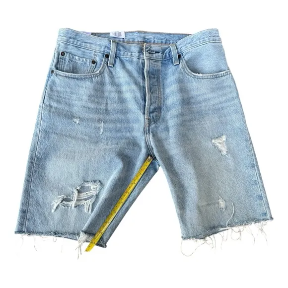 🩳 Levi's Blue Distressed Jean Shorts Cut-Off Style 501 High Rise Womens Size 32