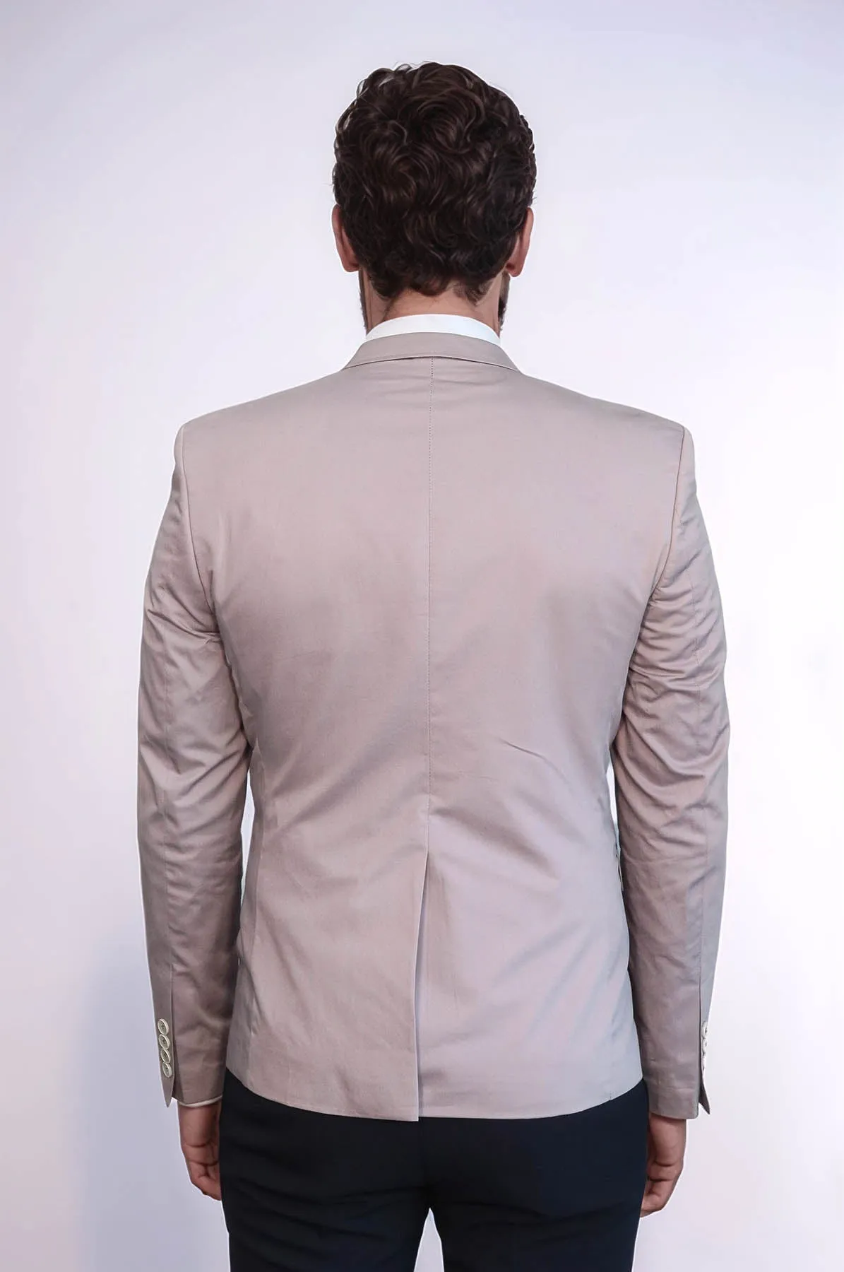 3 pocket Single Button Cotton Beige Jacket-Wessi