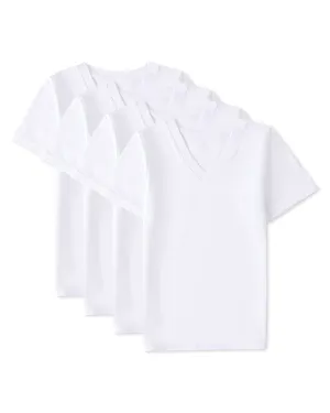 4 Pack Boys Cotton Rich V-Neck Short Sleeve Undershirts