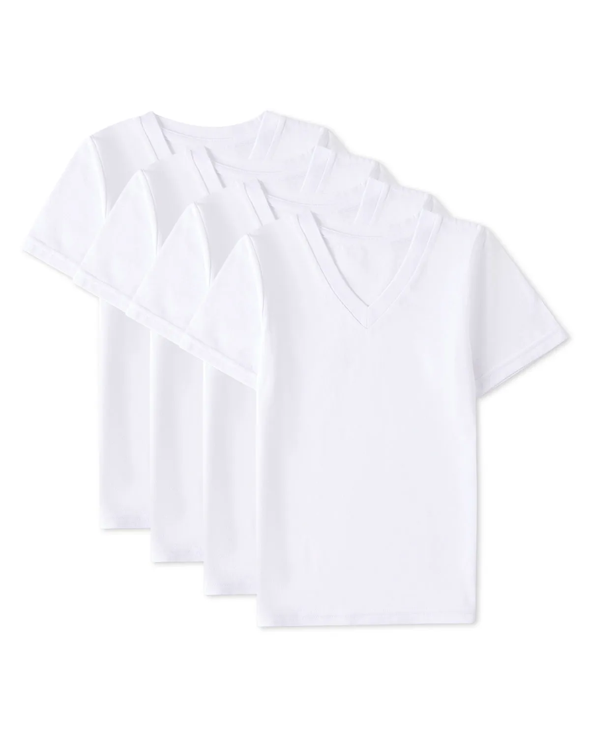 4 Pack Boys Cotton Rich V-Neck Short Sleeve Undershirts