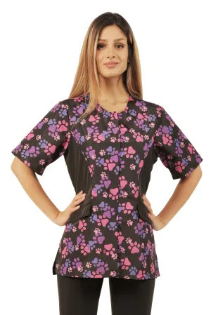 725 - Pink and Purple Paw Print Waterproof Hair Resistant and Bleach Resistant SOLID Back Jacket