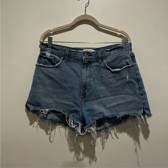 Abercrombie &amp; Fitch  Curve Love High Rise Mom Shorts in Light Medium Size 31
