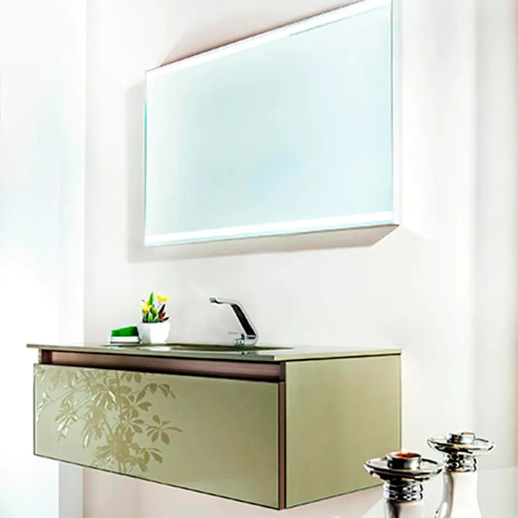 Acqua Slim 1 Drawer Bathroom Vanity with Glass Sink- Wall Mount - 36" Glass/Mint Glass