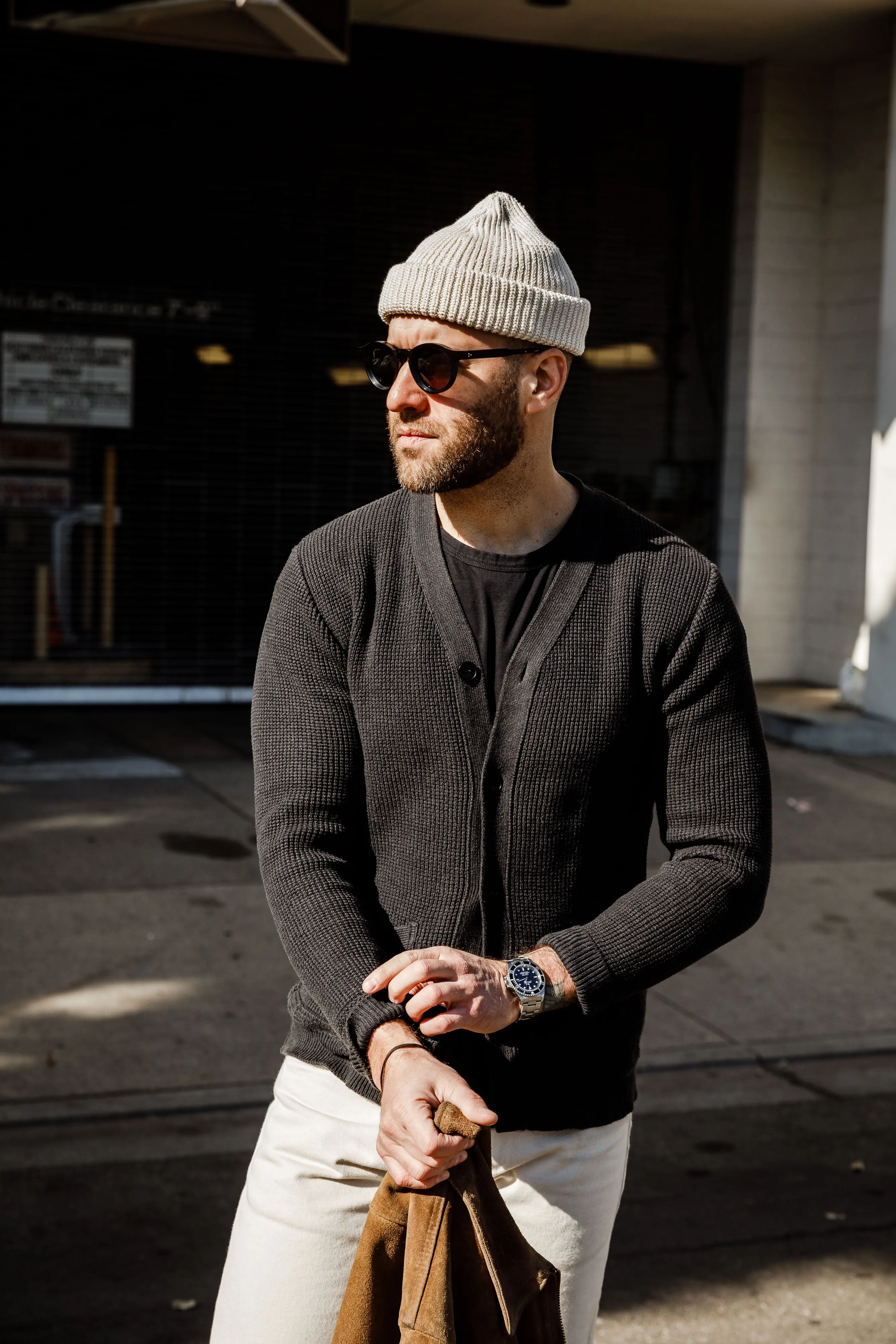 Addict Clothes - Waffle Knit Cotton Cardigan - Black