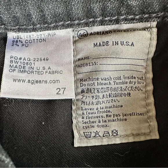 AG Adriano Goldschmied Shorts 27 Bonnie Relaxed Short Black Wash Denim Cut Off