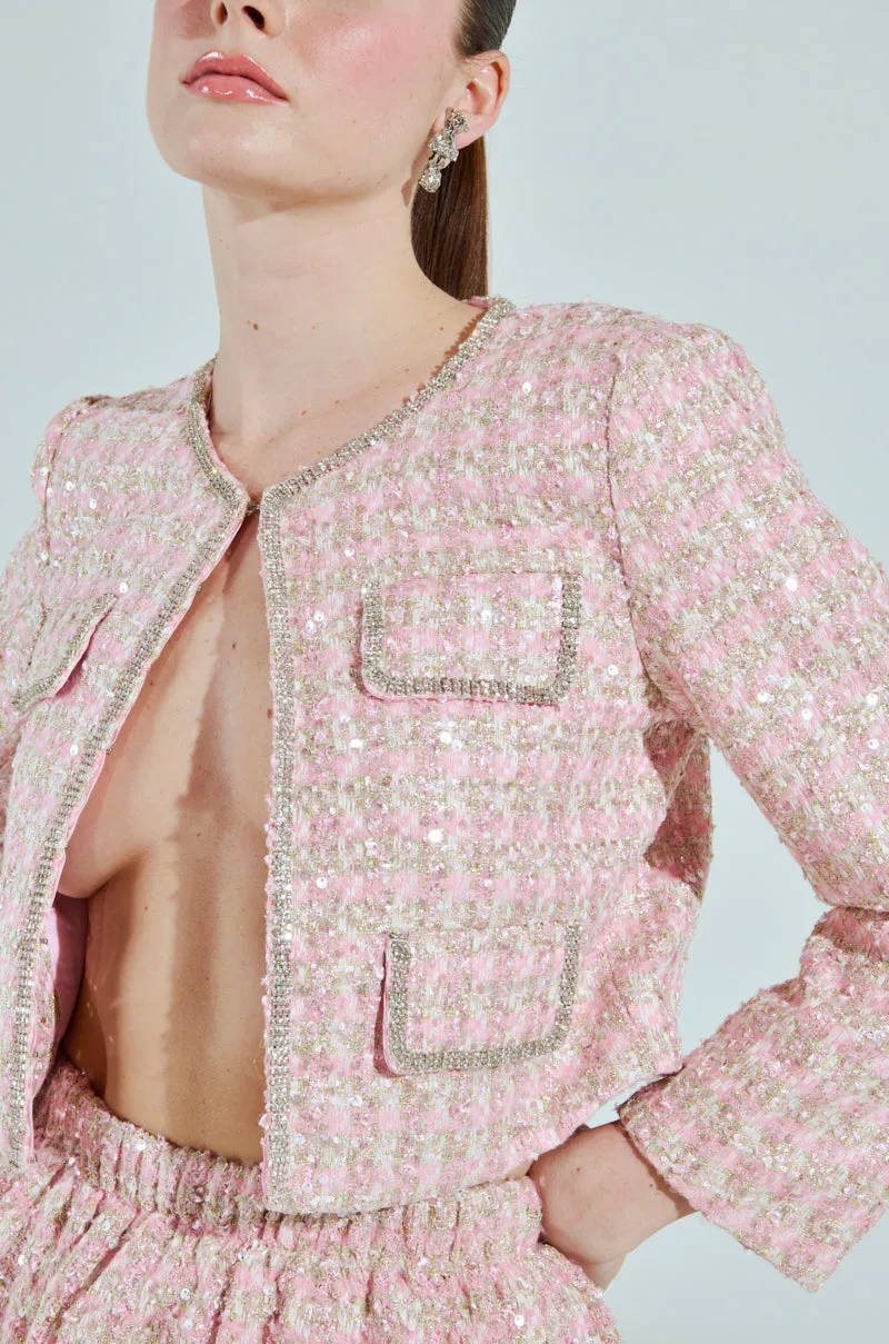 ALINNA EMBELLISHED TWEED BLAZER