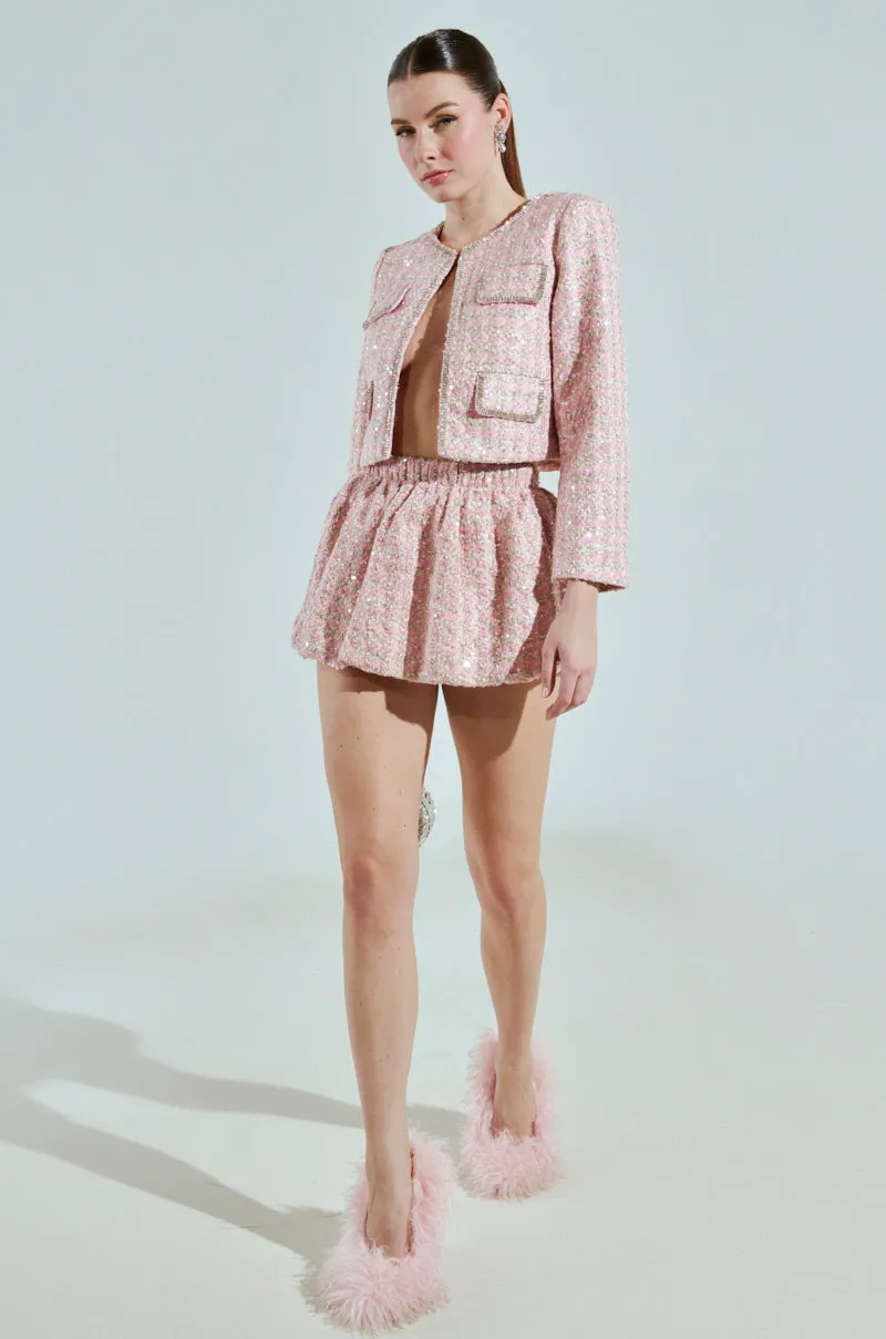 ALINNA EMBELLISHED TWEED BLAZER