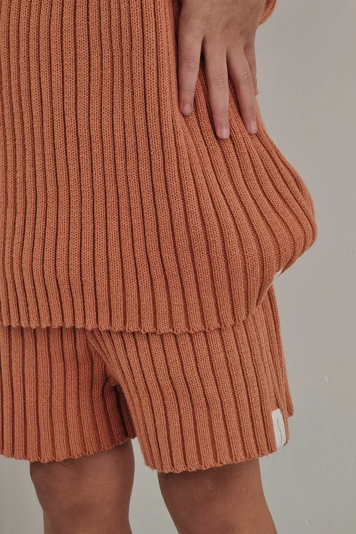 All Fenix - Mini Rib Knit Shorts | Ginger