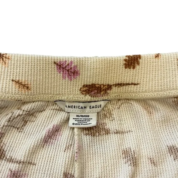 American Eagle Peanuts Fall Relaxed Waffle Knit Pajamas PJ Sleepy Set size XL
