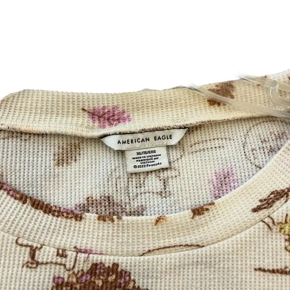 American Eagle Peanuts Fall Relaxed Waffle Knit Pajamas PJ Sleepy Set size XL