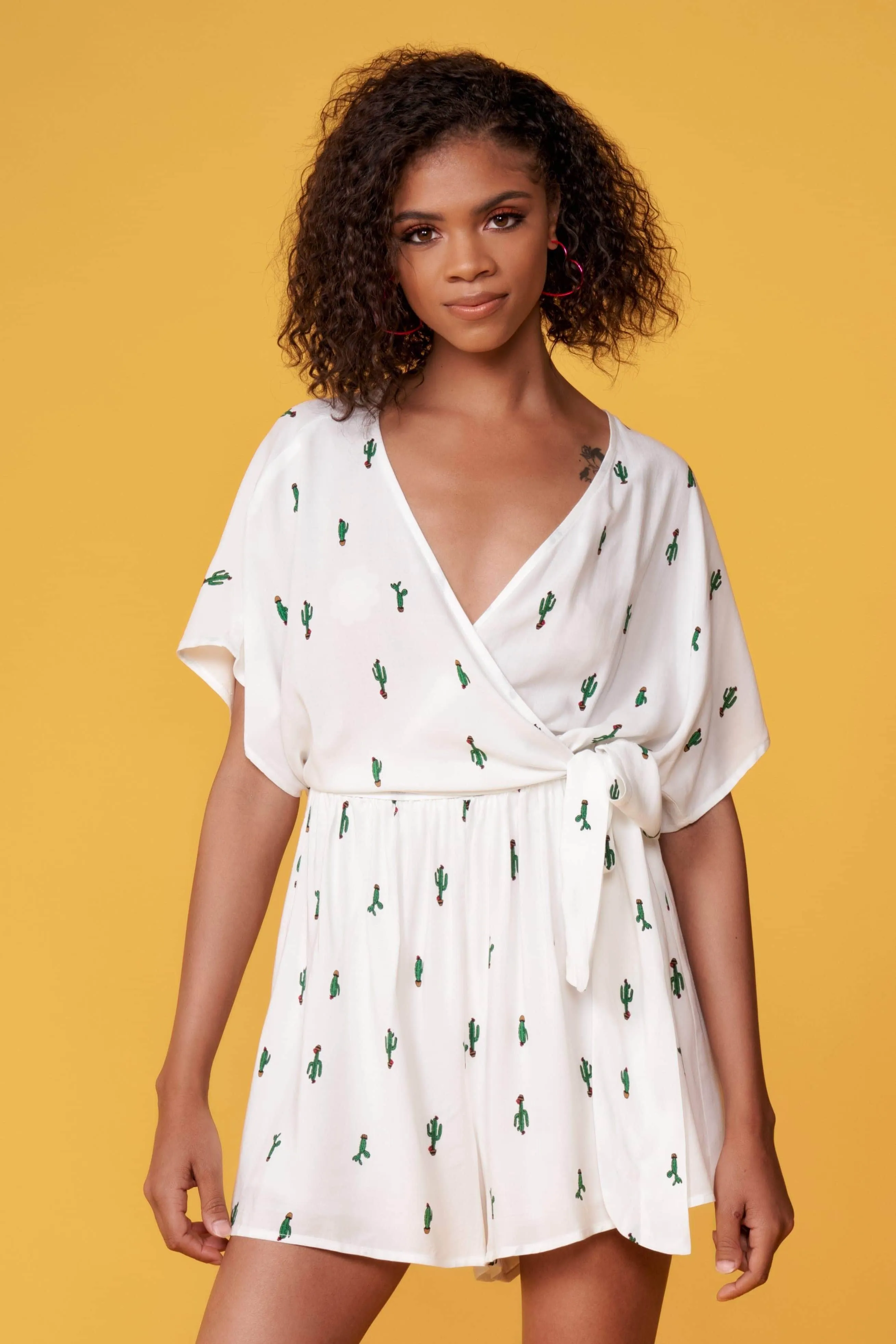 Anthenas White Cactus Romper by Lush