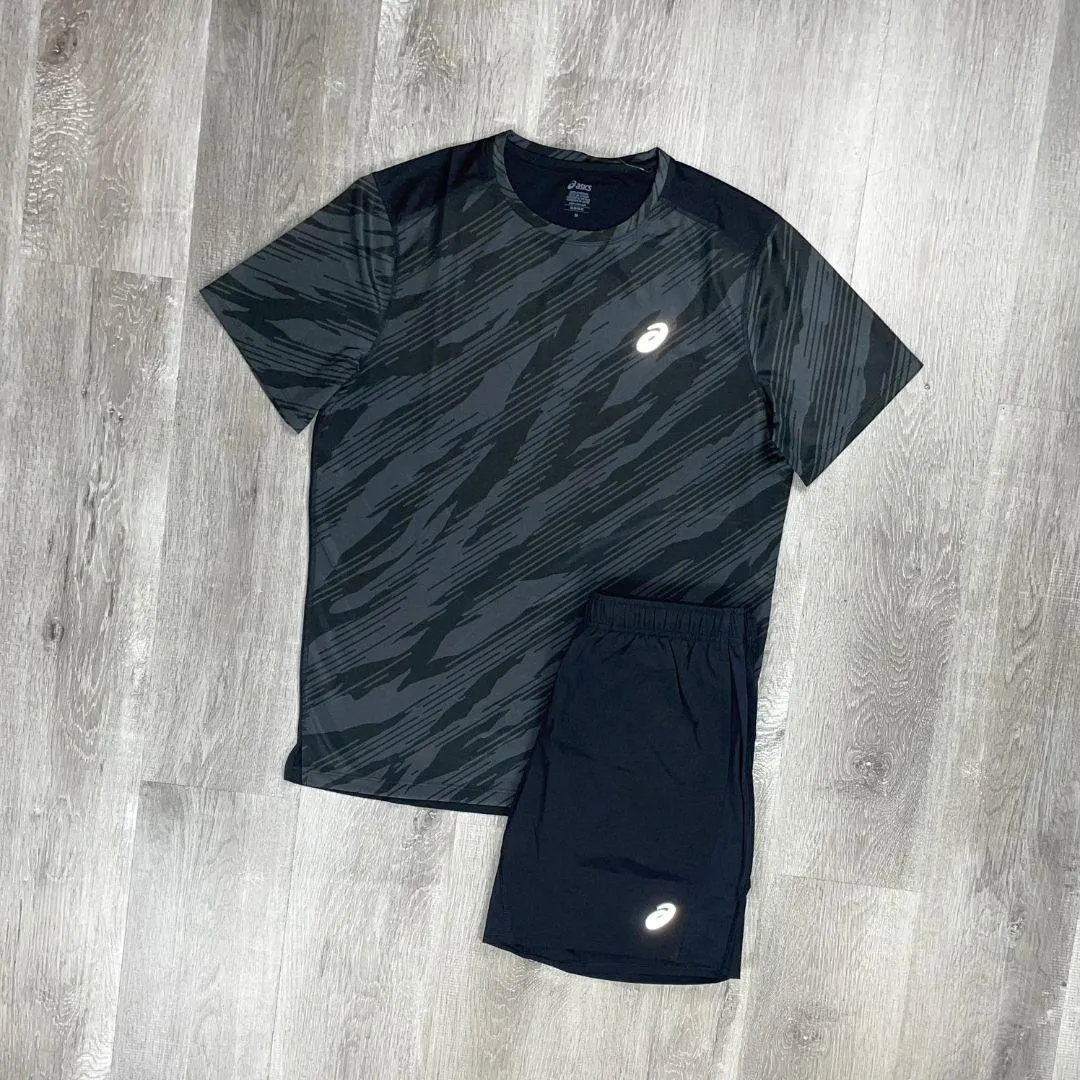 Asics 'All Over Print' Black Core T-Shirt Set