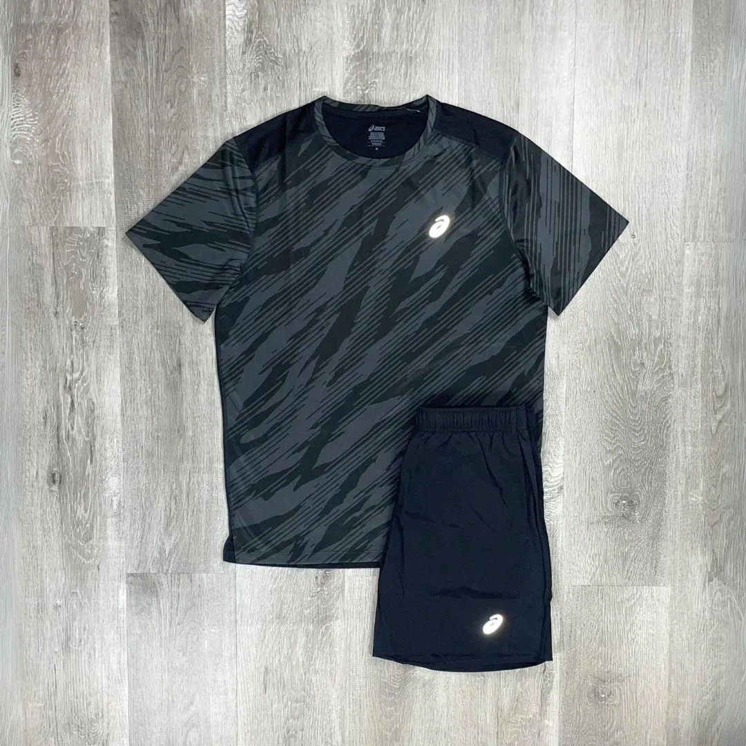Asics 'All Over Print' Black Core T-Shirt Set