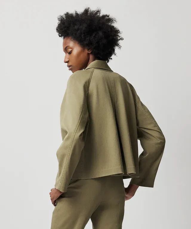 ATM Washed Cotton Twill Swing Jacket - Oil Green