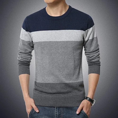 Autumn Fashion Brand Casual Sweater O-Neck Striped Slim Fit Knitting Mens Sweaters And Pullovers Men Pullover Men 5XL