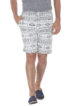 Aztec Printed Navy Cotton Shorts