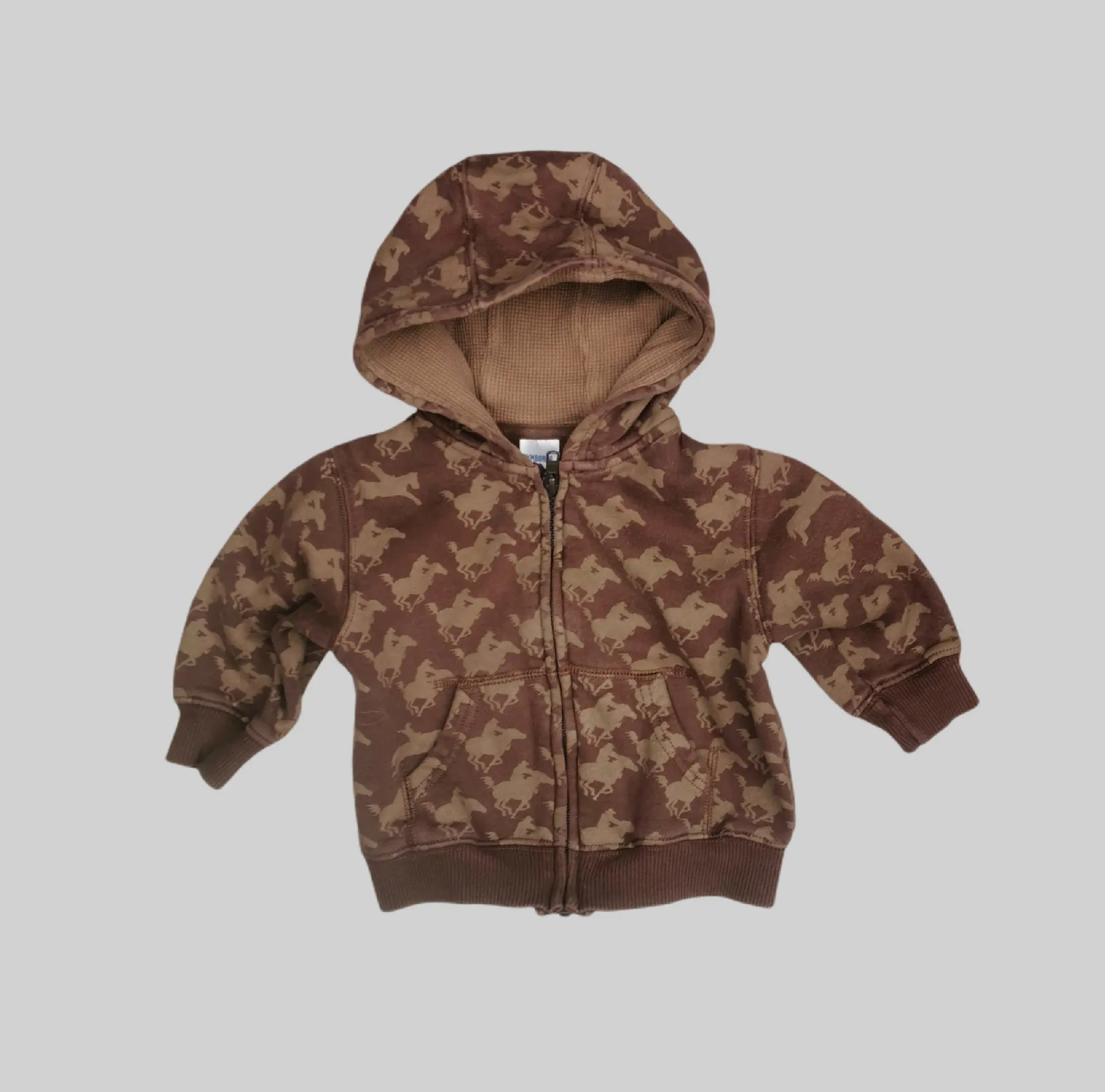 BABY BOY SIZE 12 MONTHS - GYMBOREE, Graphic Cowboy Zippered Hoodie VGUC B30