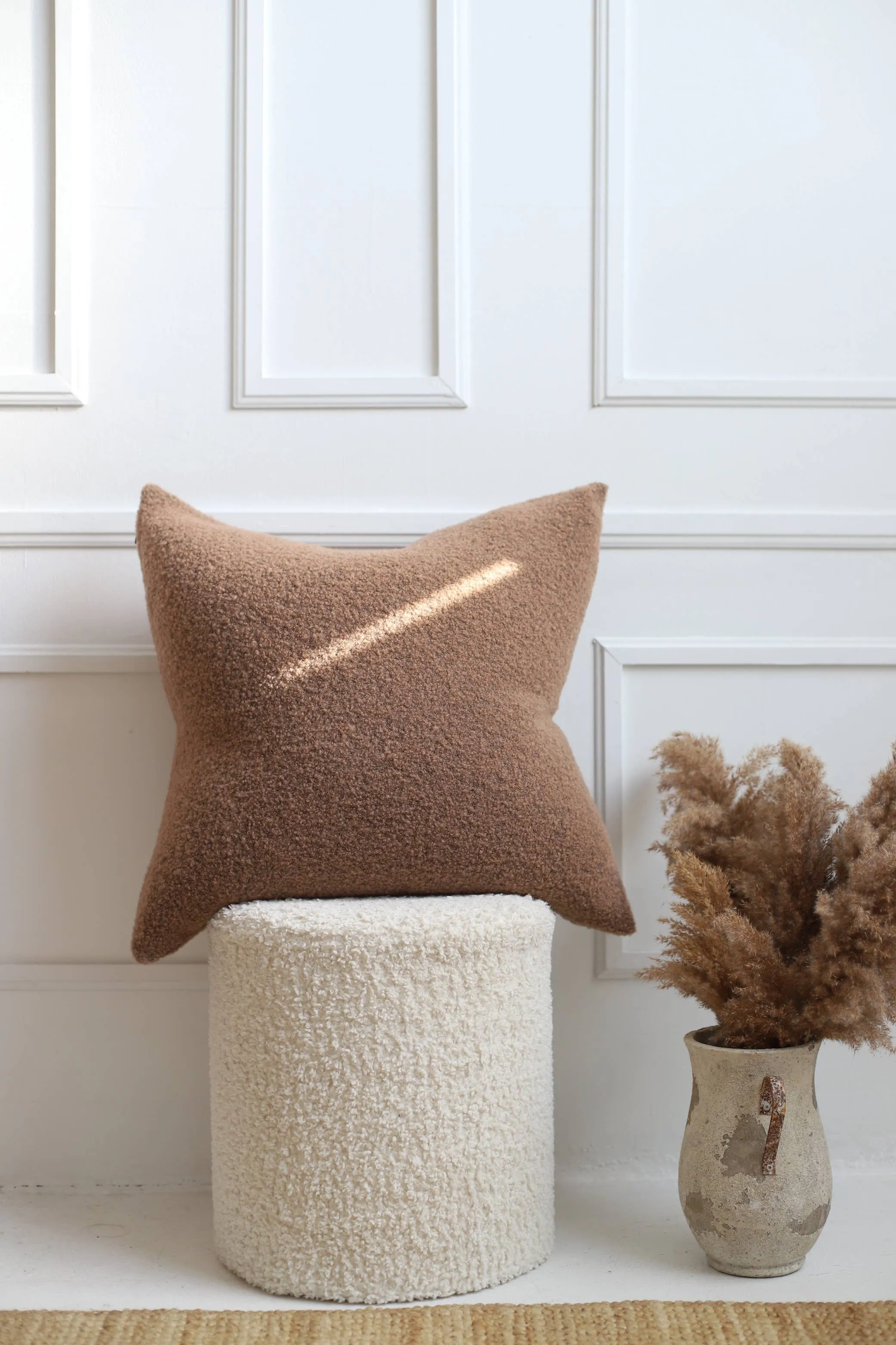 Baldwin Wool Pillow | Dark Grey Boucle | 22” x 22”