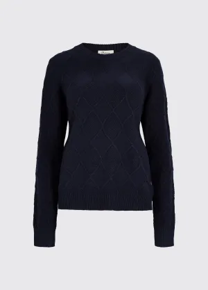 Banteer Ladies' cable knit crew neck - Navy