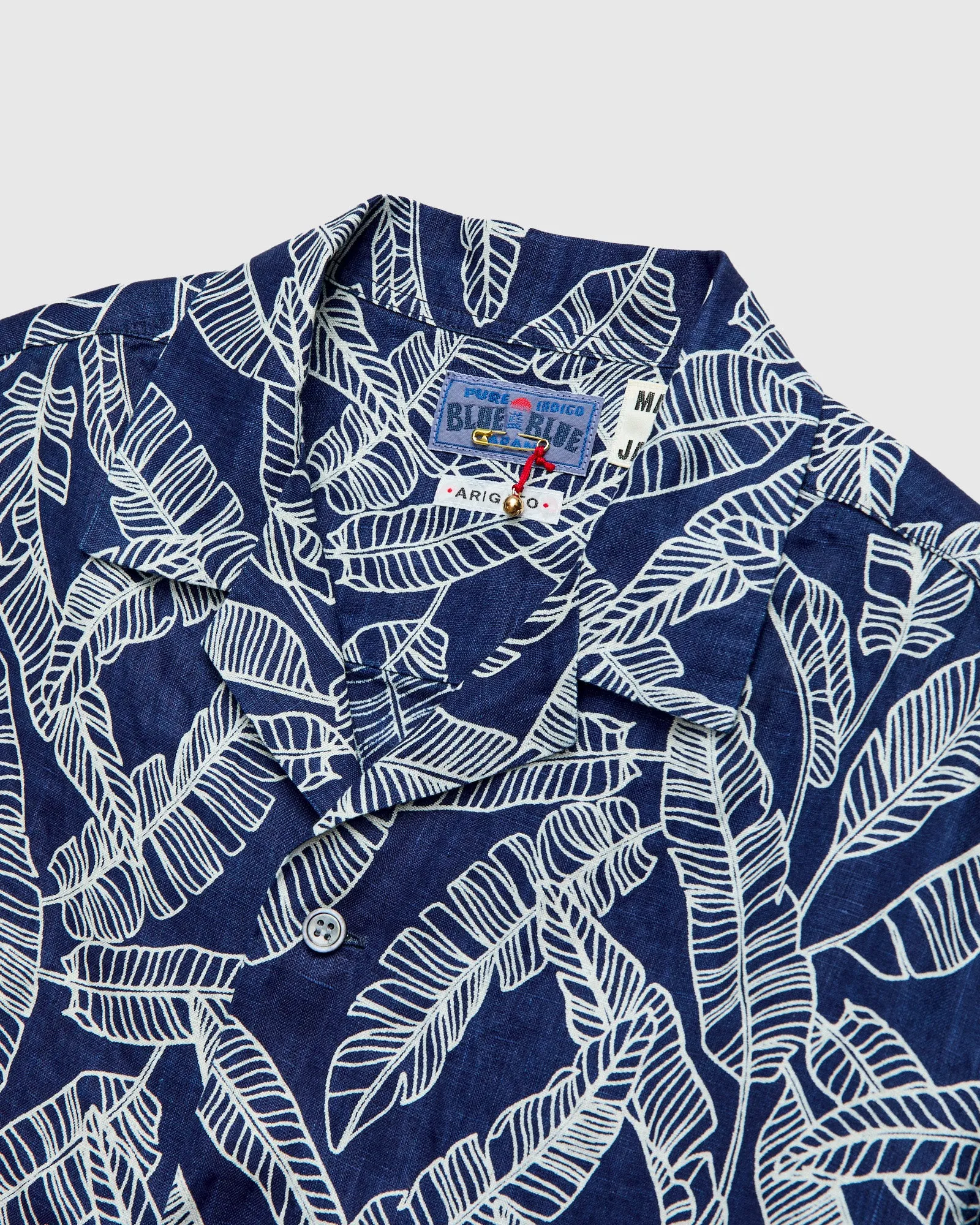 Bassen "Basho" Linen Aloha Shirt in Indigo