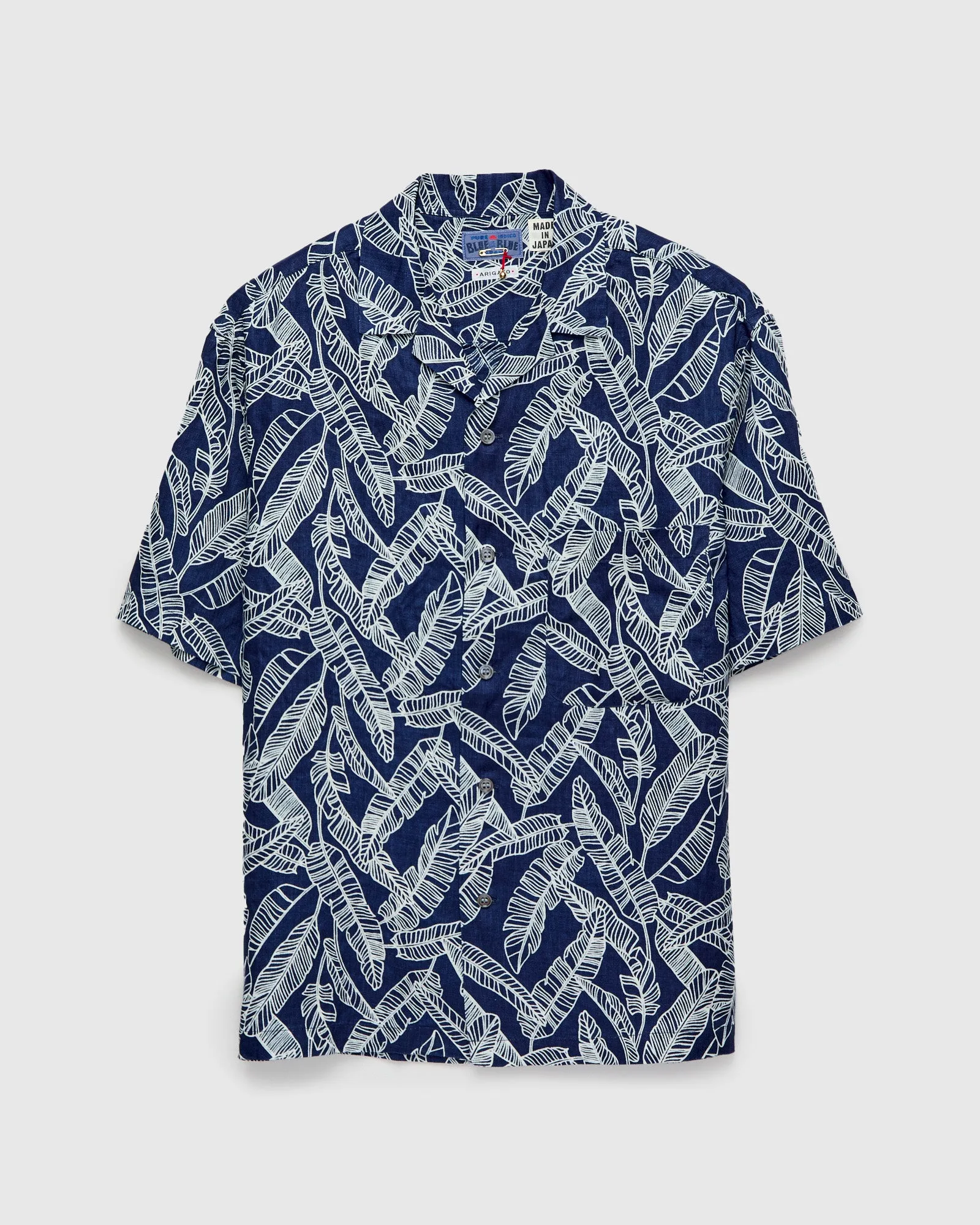 Bassen "Basho" Linen Aloha Shirt in Indigo