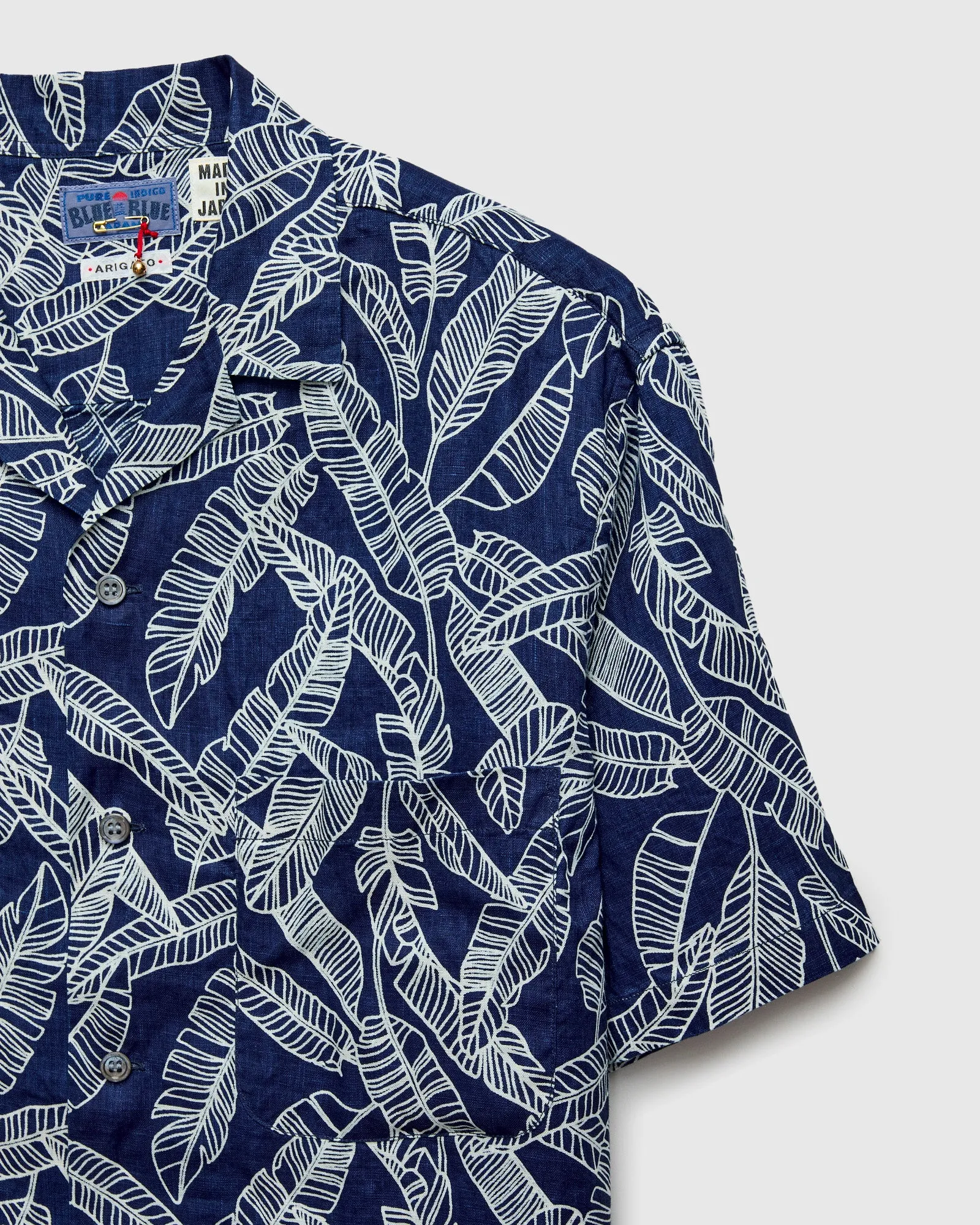 Bassen "Basho" Linen Aloha Shirt in Indigo