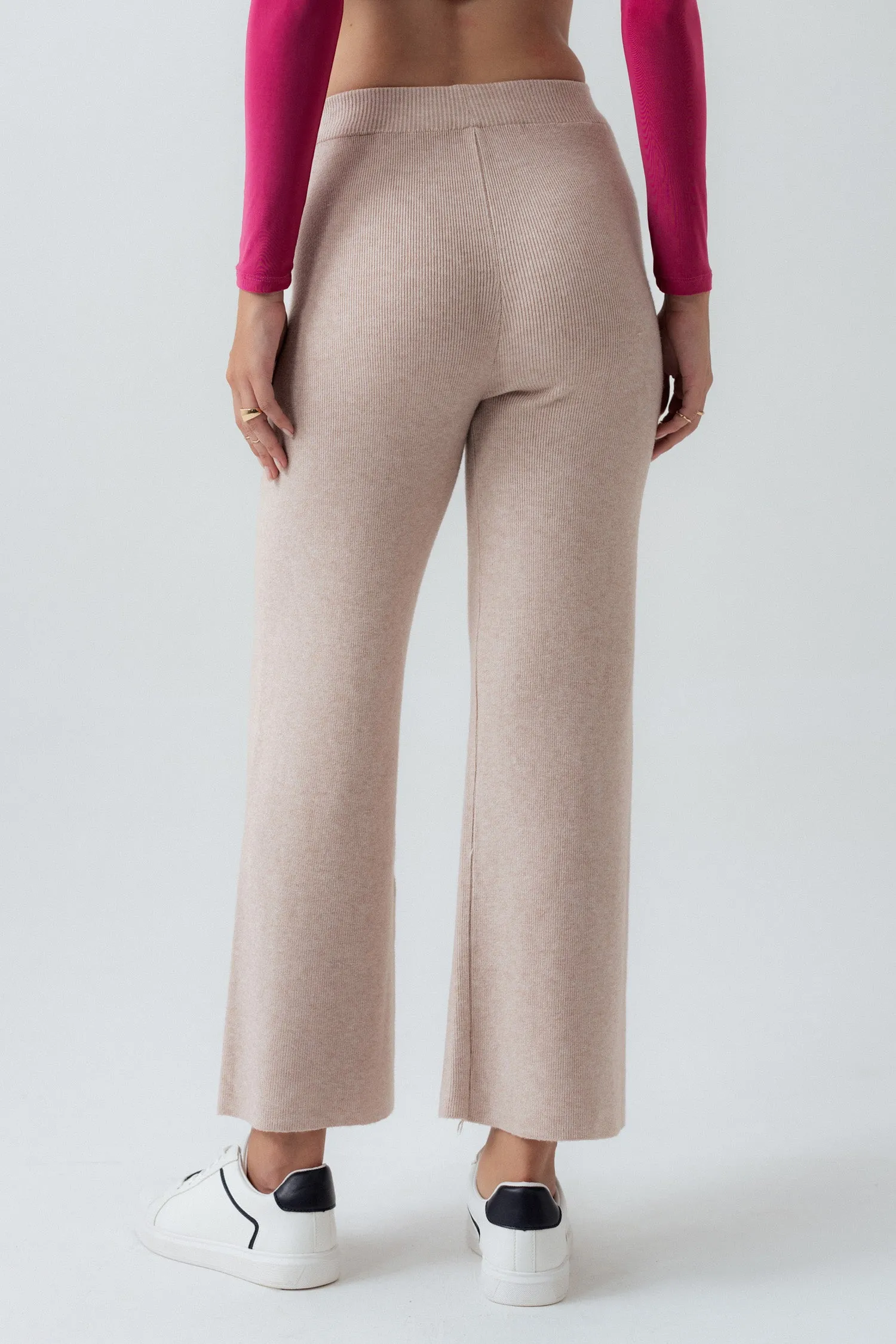 Beige Straight Fit Trousers