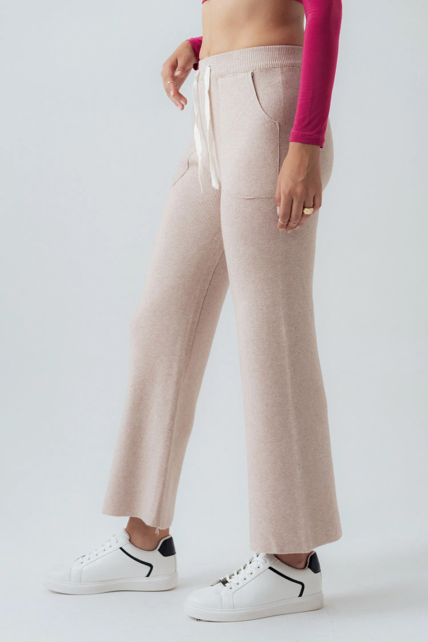 Beige Straight Fit Trousers