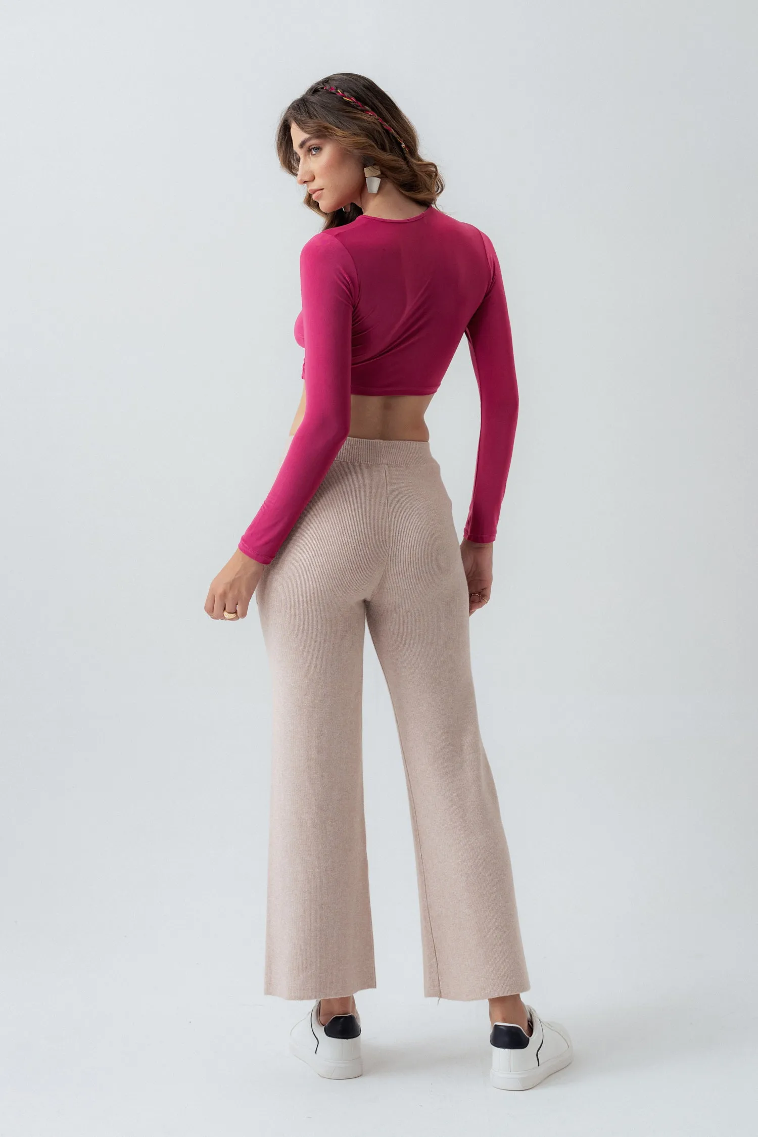 Beige Straight Fit Trousers