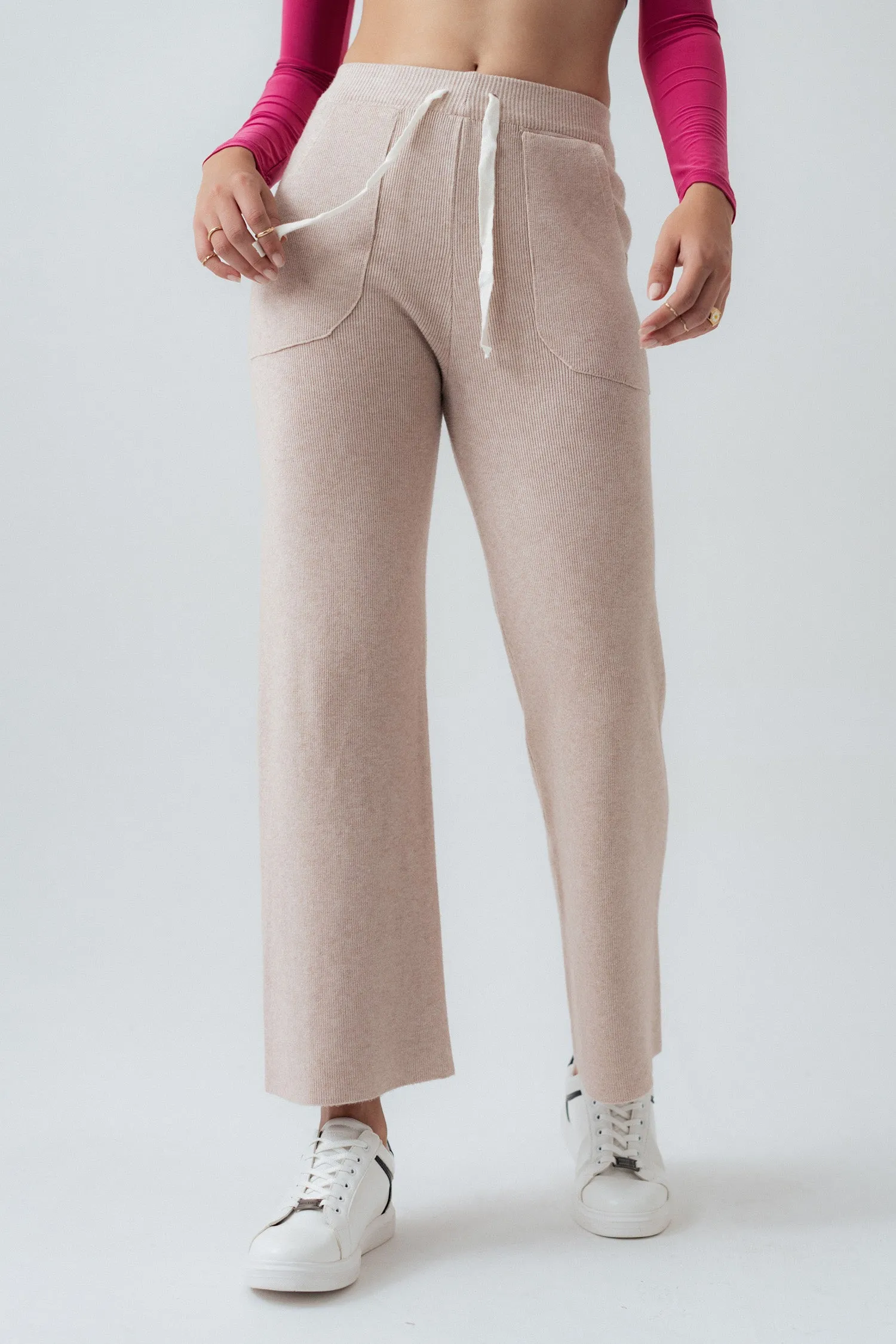 Beige Straight Fit Trousers