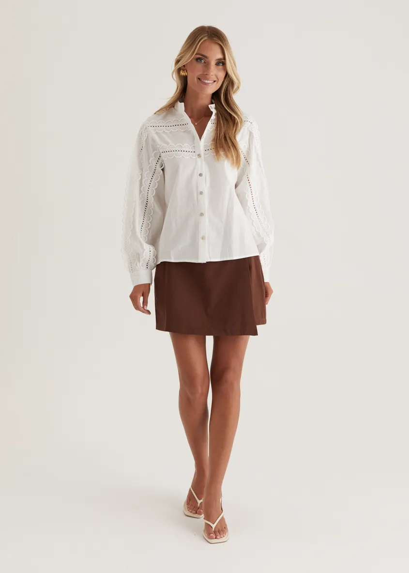 Betty Embroidered Shirt - Off White