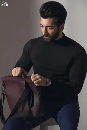 Black Full Sleeves Mock Neck