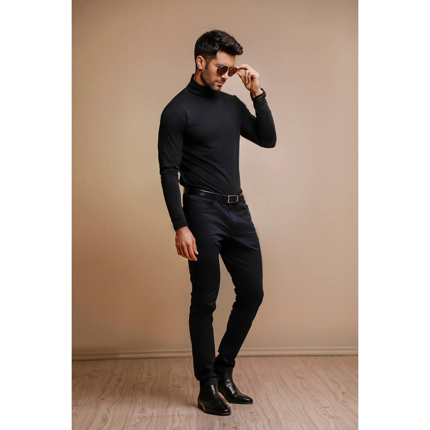 Black Full Sleeves Turtle Neck