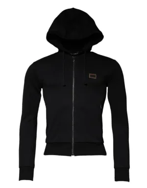 Black Logo Full Zip Hooded Sweatshirt Sweater