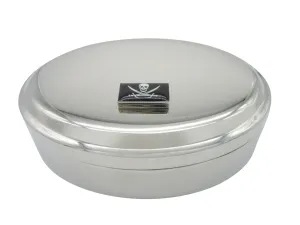 Black Pirate Skull Pendant Oval Trinket Jewelry Box