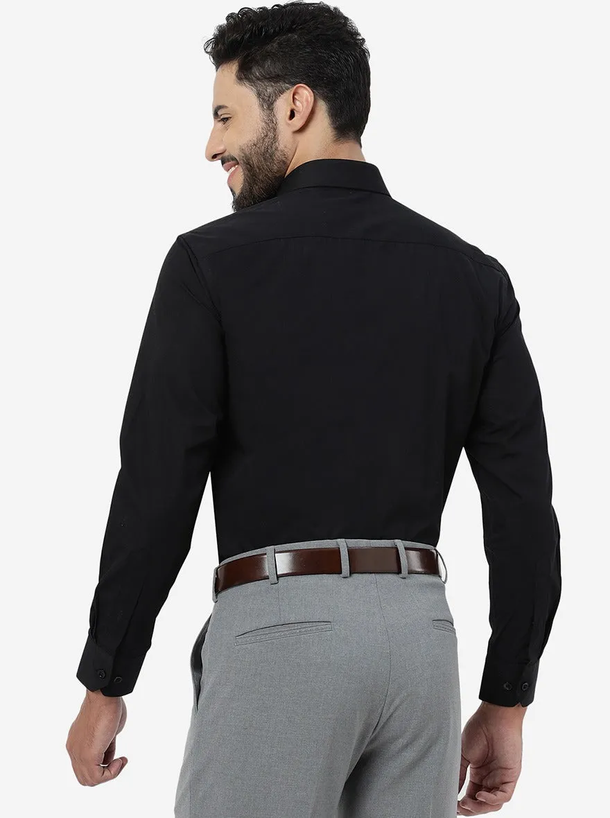 Black Solid Regular Fit Formal Shirt | Greenfibre