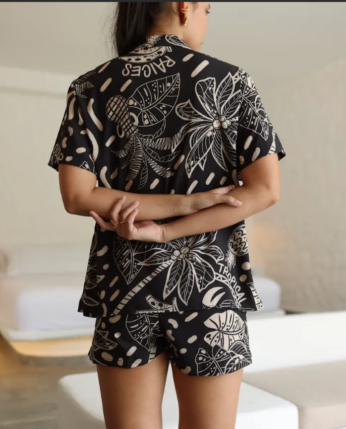 Black Tropic Shorts/T-shirt Set