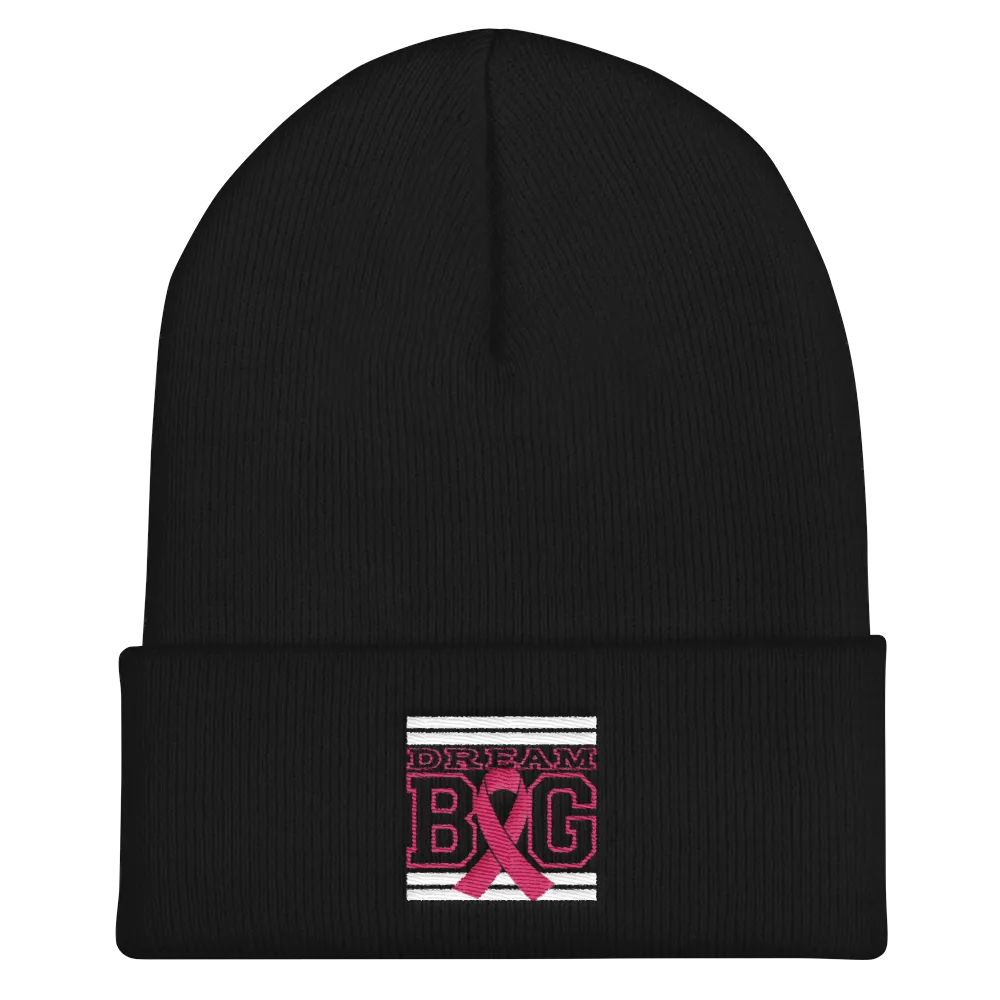 Black White and Pink Breast Cancer Awareness Cuffed Beanie