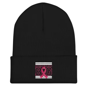 Black White and Pink Breast Cancer Awareness Cuffed Beanie