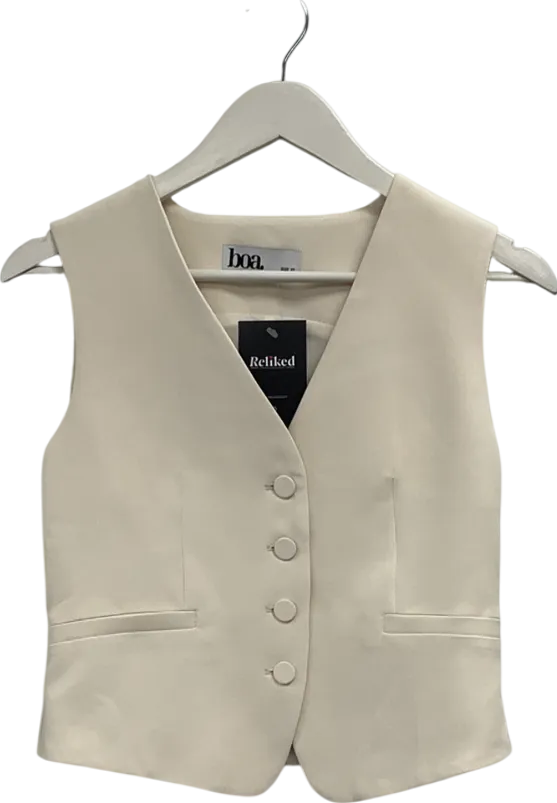 BOA Cream Classic Tailored Waistcoat UK XS