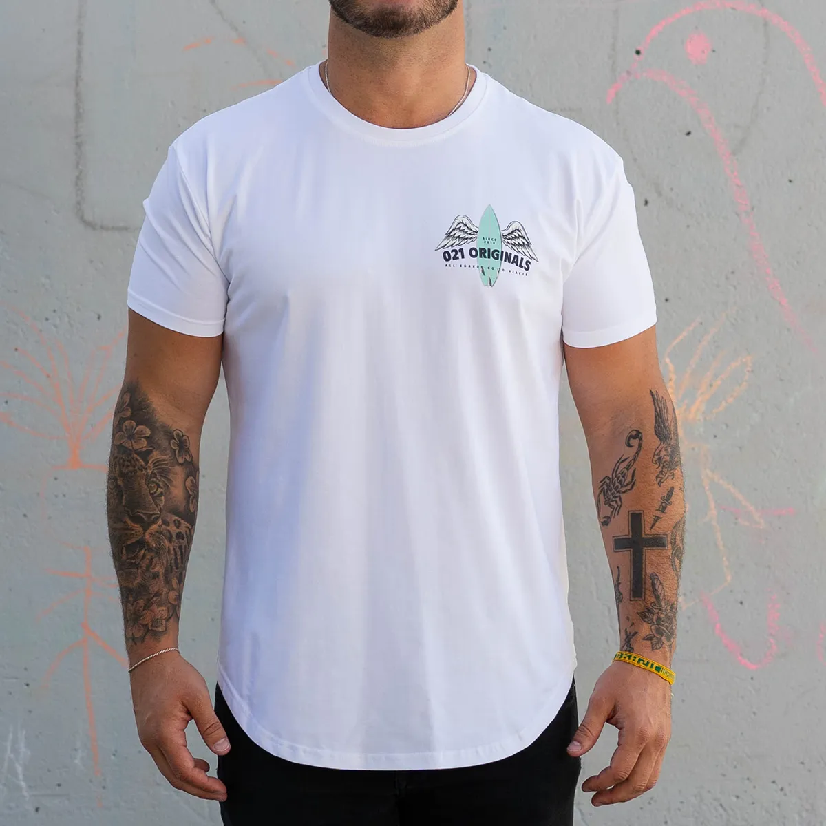 BOARD HEAVEN DROP-CUT T-SHIRT - WHITE