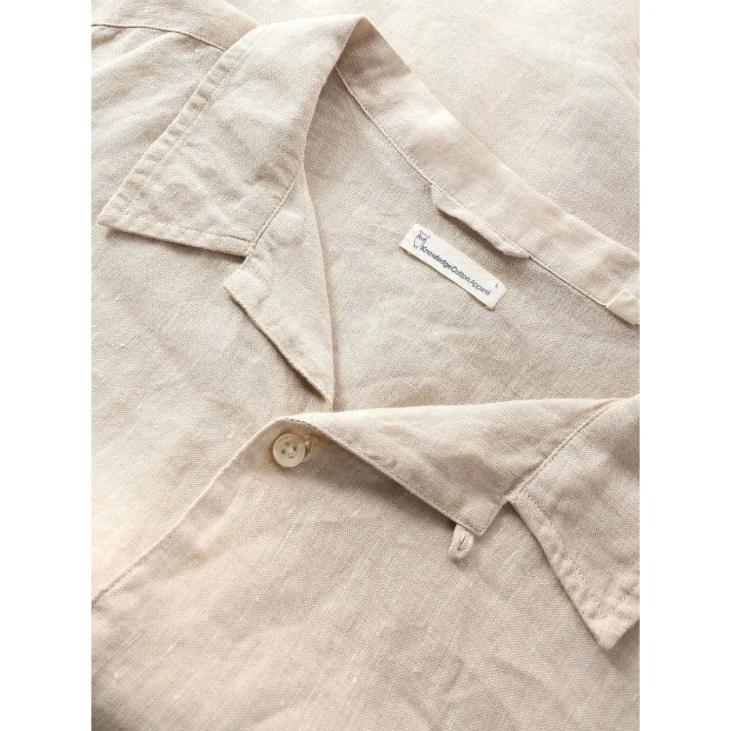 box short sleeve linen shirt in light feather grey