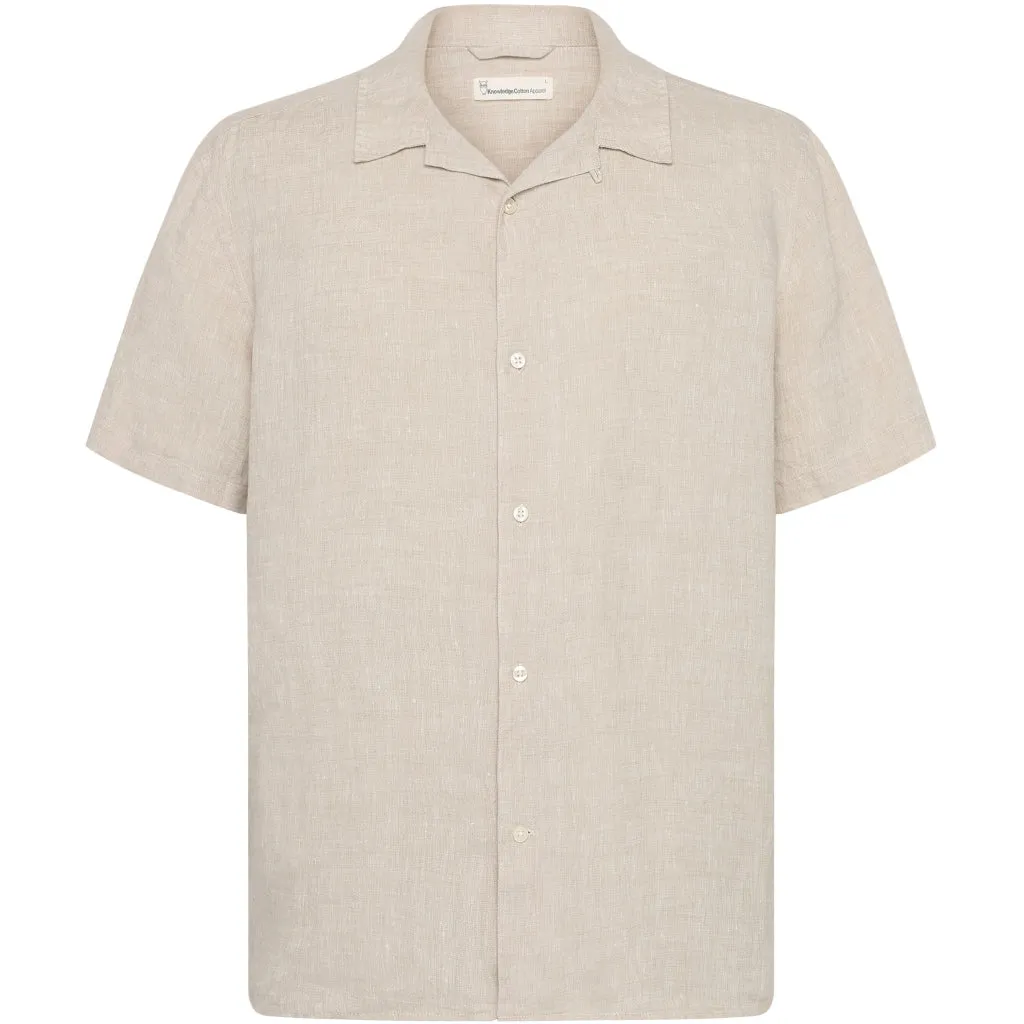 box short sleeve linen shirt in light feather grey