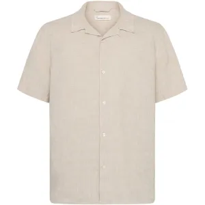 box short sleeve linen shirt in light feather grey