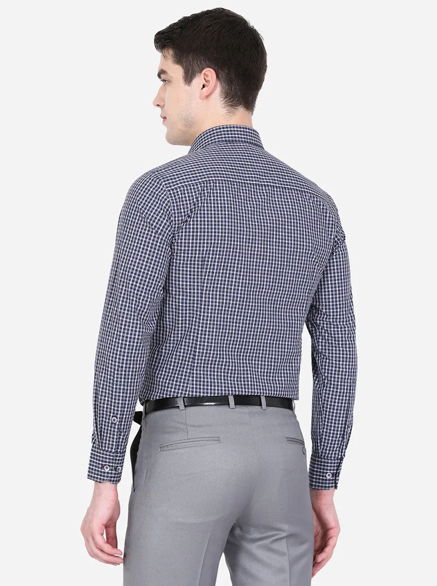 Brown & Blue Checked Slim Fit Formal Shirt | Greenfibre