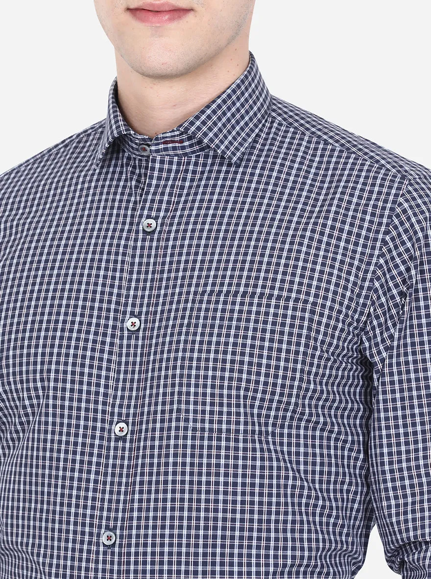 Brown & Blue Checked Slim Fit Formal Shirt | Greenfibre