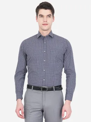 Brown & Blue Checked Slim Fit Formal Shirt | Greenfibre